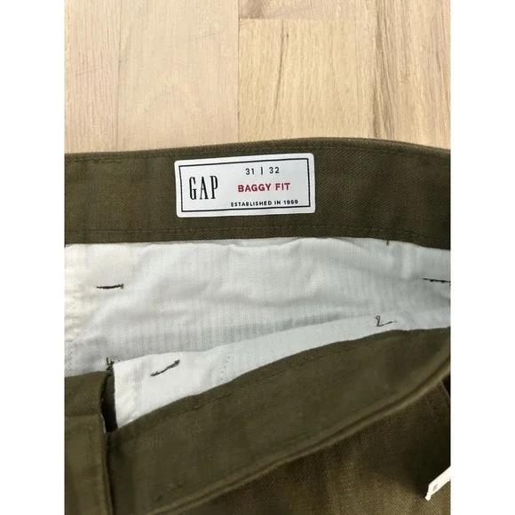 GAP Green Cotton Baggy Fit Chinos Sz 31 New w/ Tags $69.95 MSRP - Picture 4 of 7